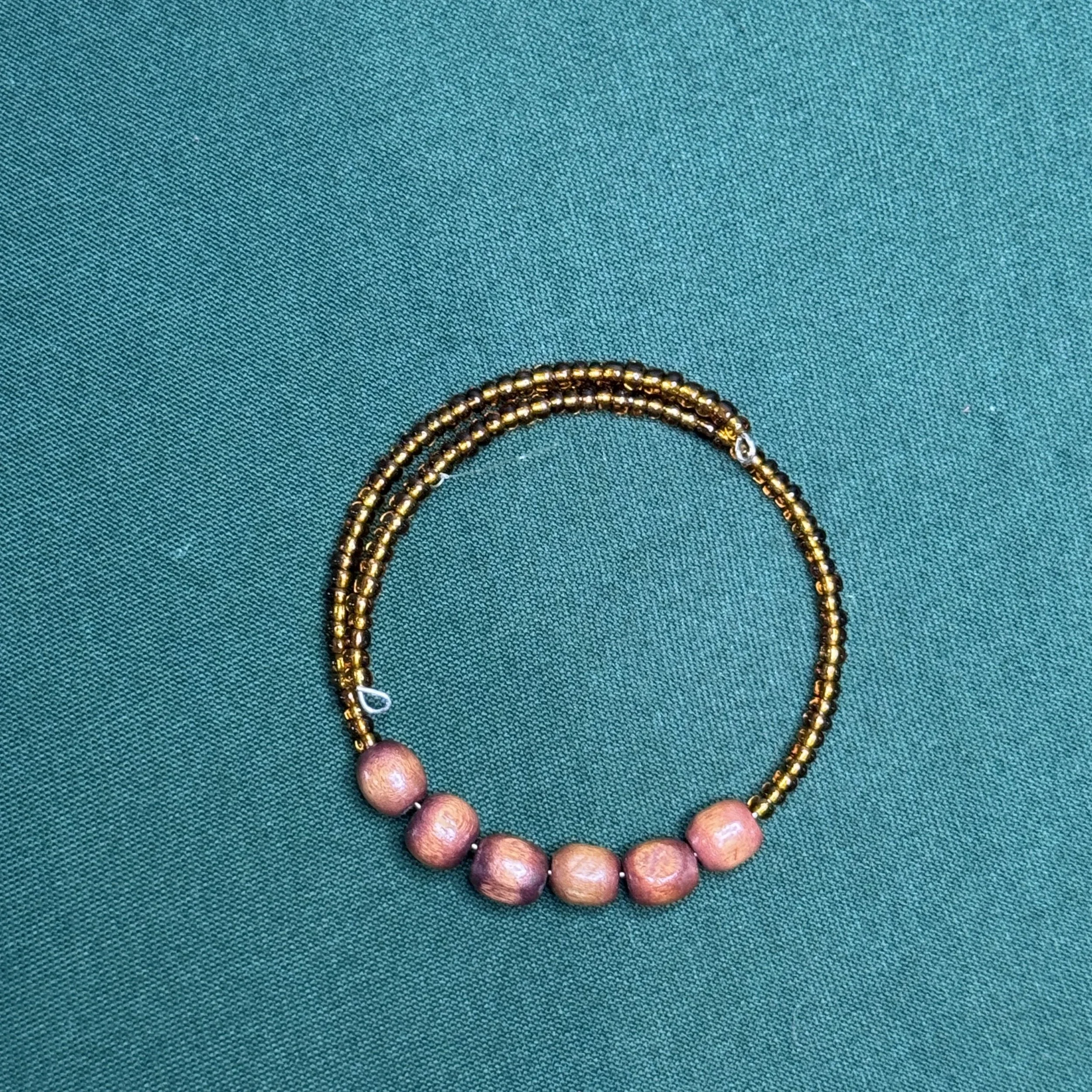 Brown Bracelet with Wooden Center Beads