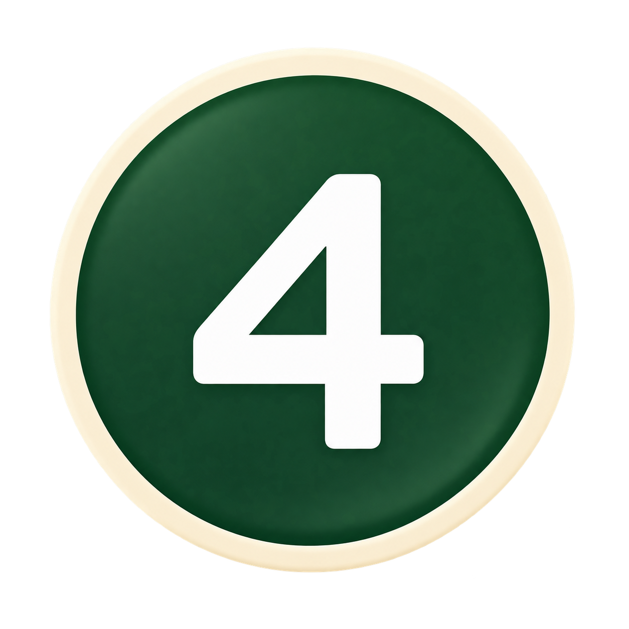 Green button with the white number 4 inside a beige border.