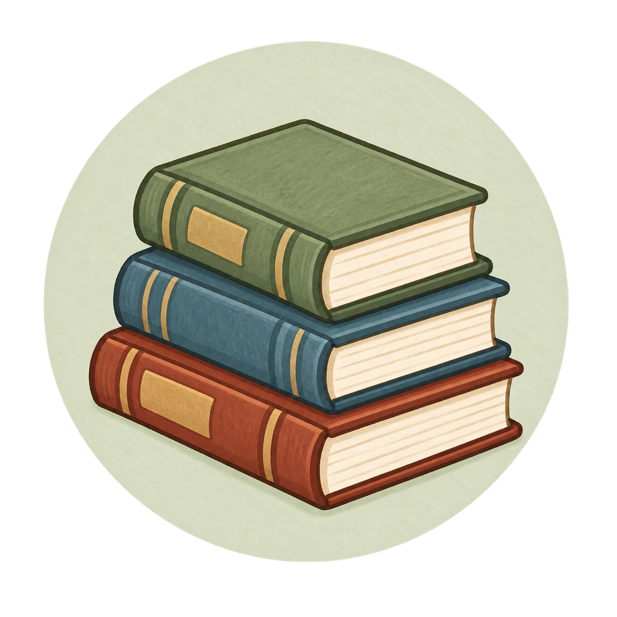 Stack of four colorful hardcover books on a light background.