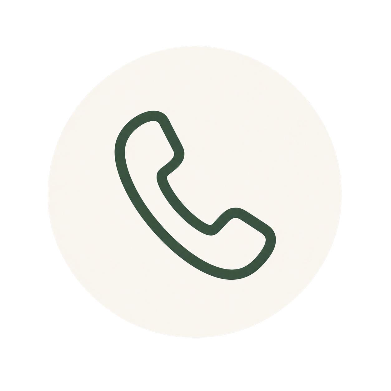 White circular button with a black phone receiver icon, typically used for making calls.