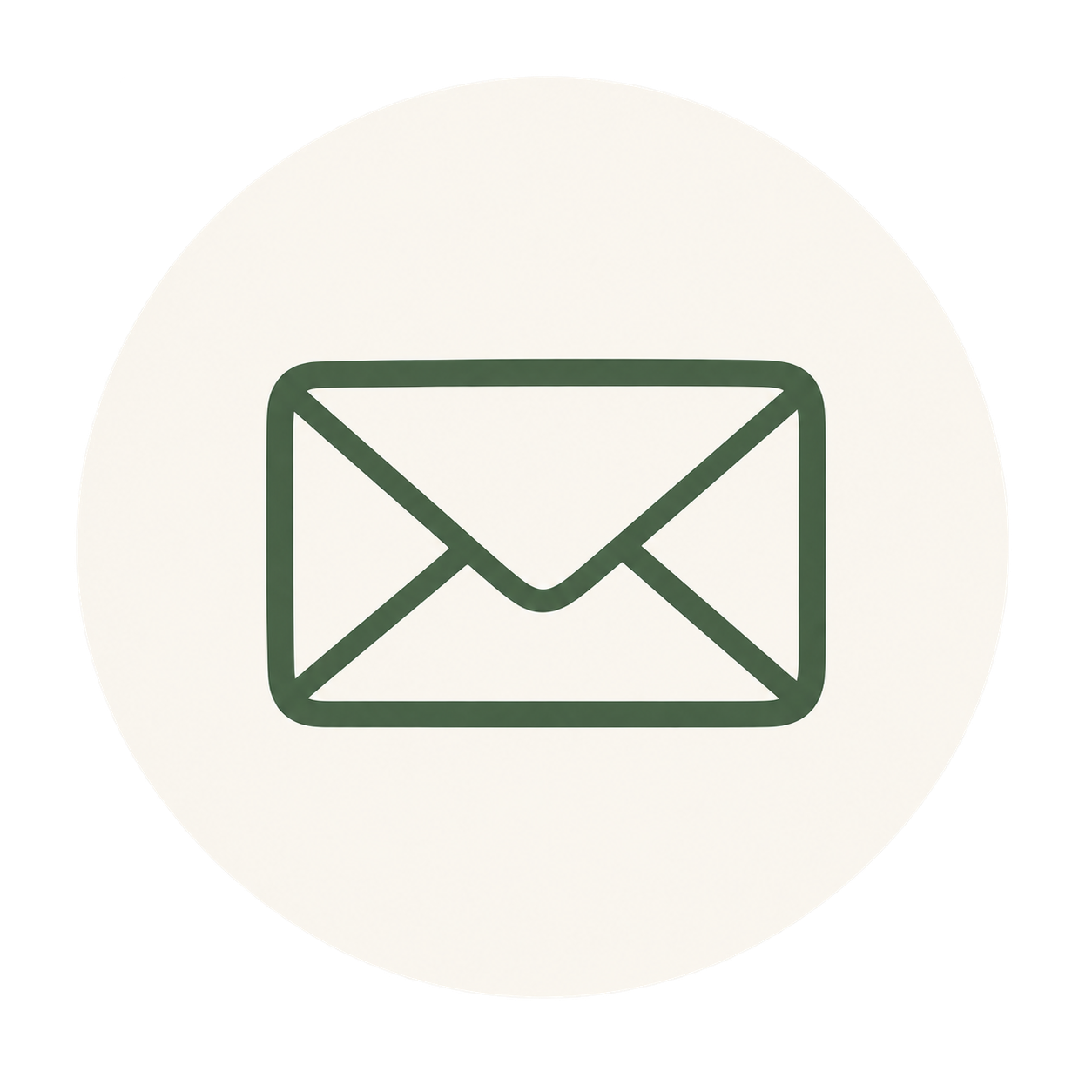 Icon of a green outline envelope on a light background.