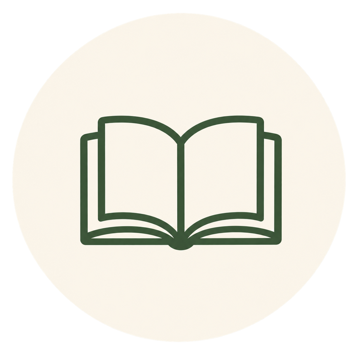 Icon of an open book with simple lines, representing reading or literature.