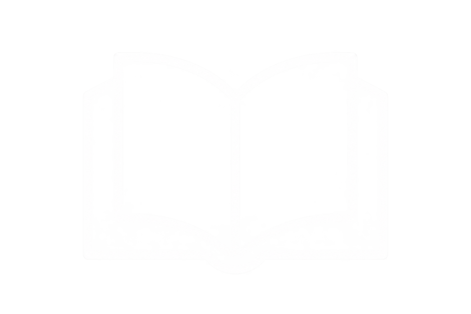An open book with blank white pages and a curved spine on a flat surface.
