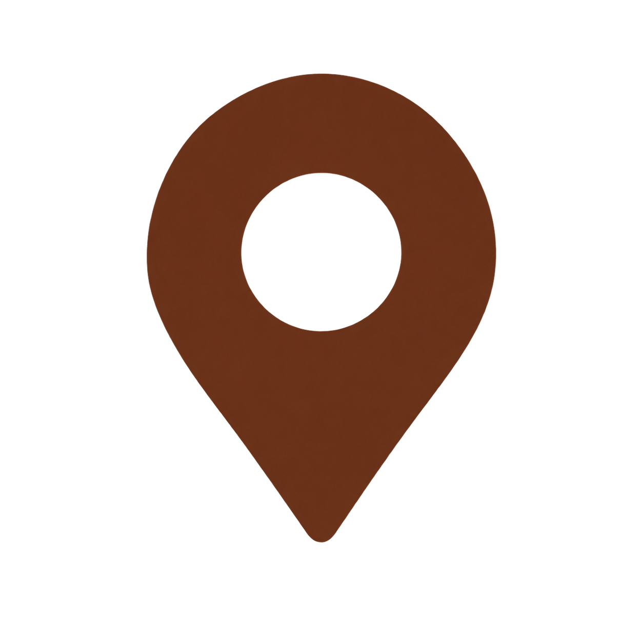 3D map marker icon with a brown center, red outline, on a black background.