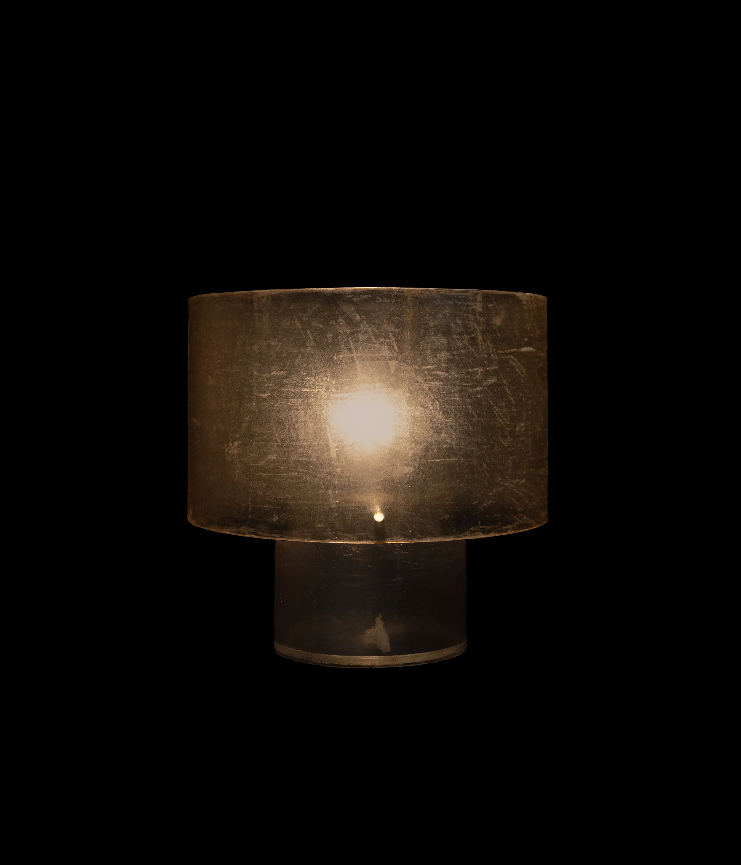 RACAANA collectible art lamp wrapped in hand-stitched transparent leather with quiet light.
