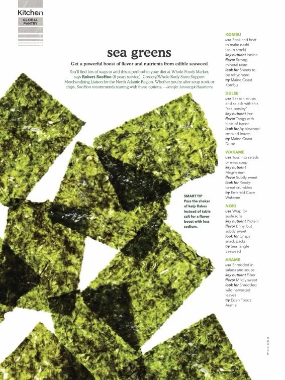 Close-up of sliced sea greens, possibly kombu, with green and black colors.