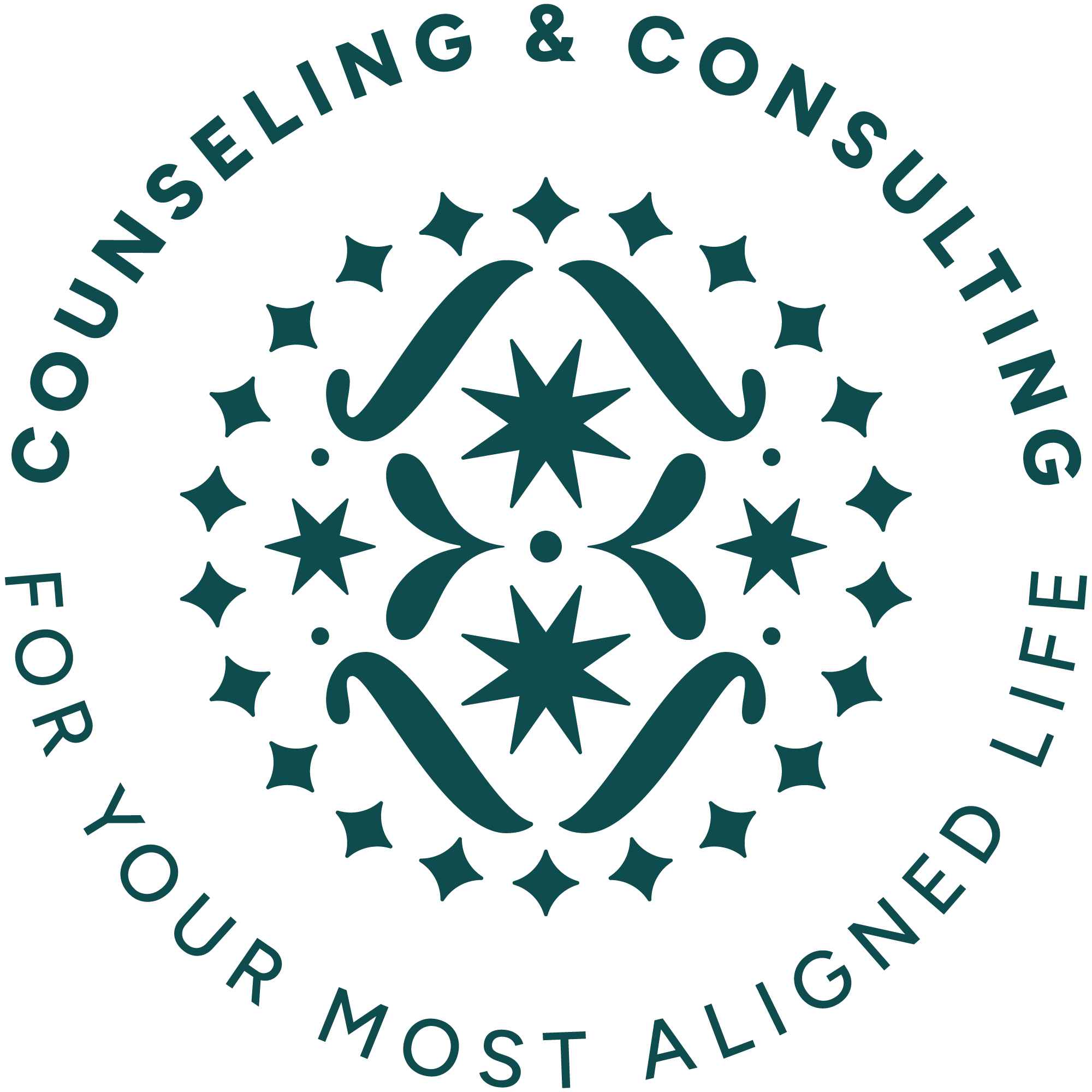 Tala Collective's brand mark with the tagline encircling it that reads, Counseling & Consulting for Your Most Aligned Life