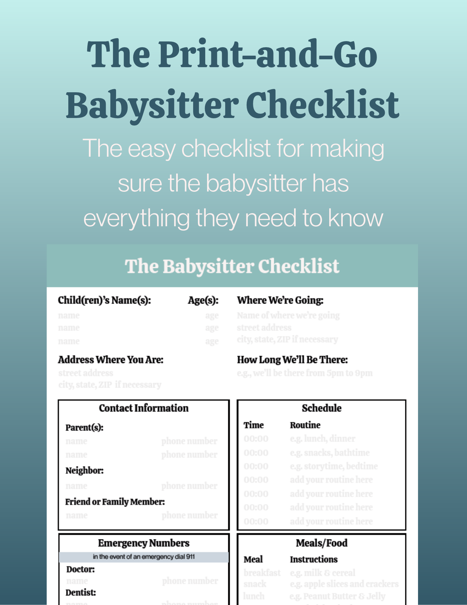 The Babysitter Checklist cover page.png