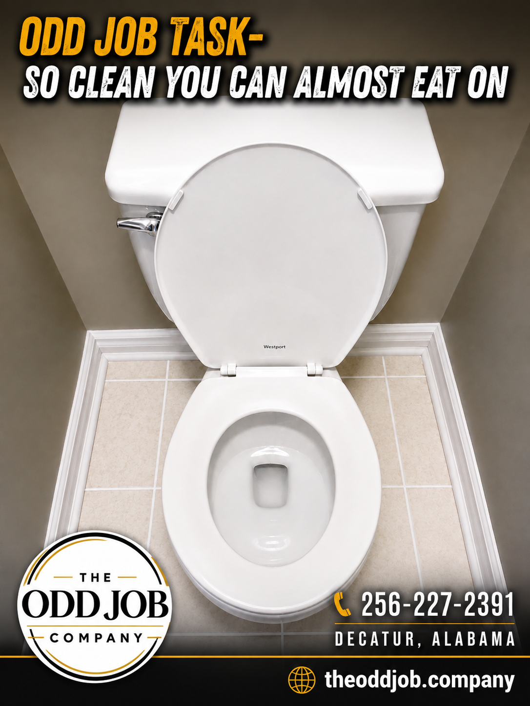 A clean restroom makes a big difference! ✨ The Odd Job Company handles the deep cleaning and small details that are easy to put off. From toilets and floors to those stubborn grout lines, we’ll help get your space looking fresh and clean again.

📞 2