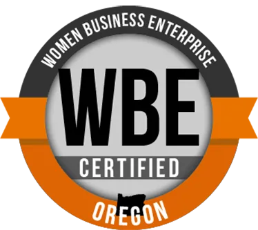 WBE Certified logo with 'Women Business Enterprise' and 'Oregon' text.