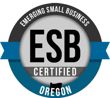 ESB Certified badge, Emerging Small Business Certified, Oregon.