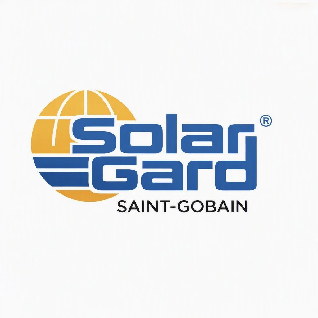 Logo of SolarGard by Saint-Gobain with a stylized gold and blue globe and the brand name text.