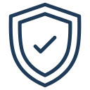 Shield icon with checkmark indicating security or protection