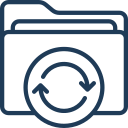 Circular refresh or sync icon inside a web browser window