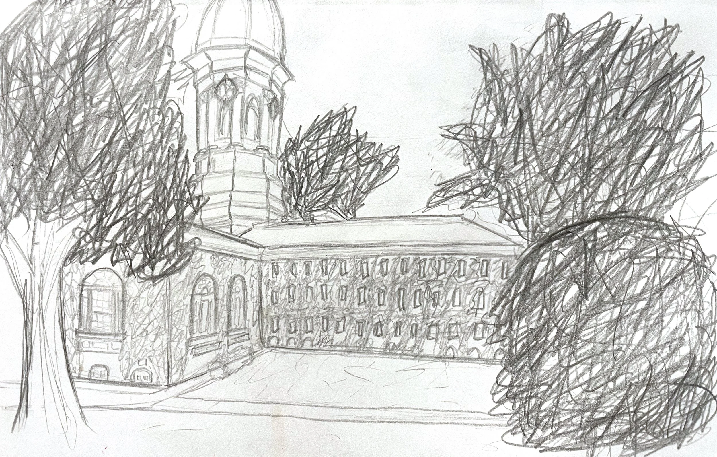 Observational Sketches & Renderings, 

"Princeton University", 
Quick pencil sketch
