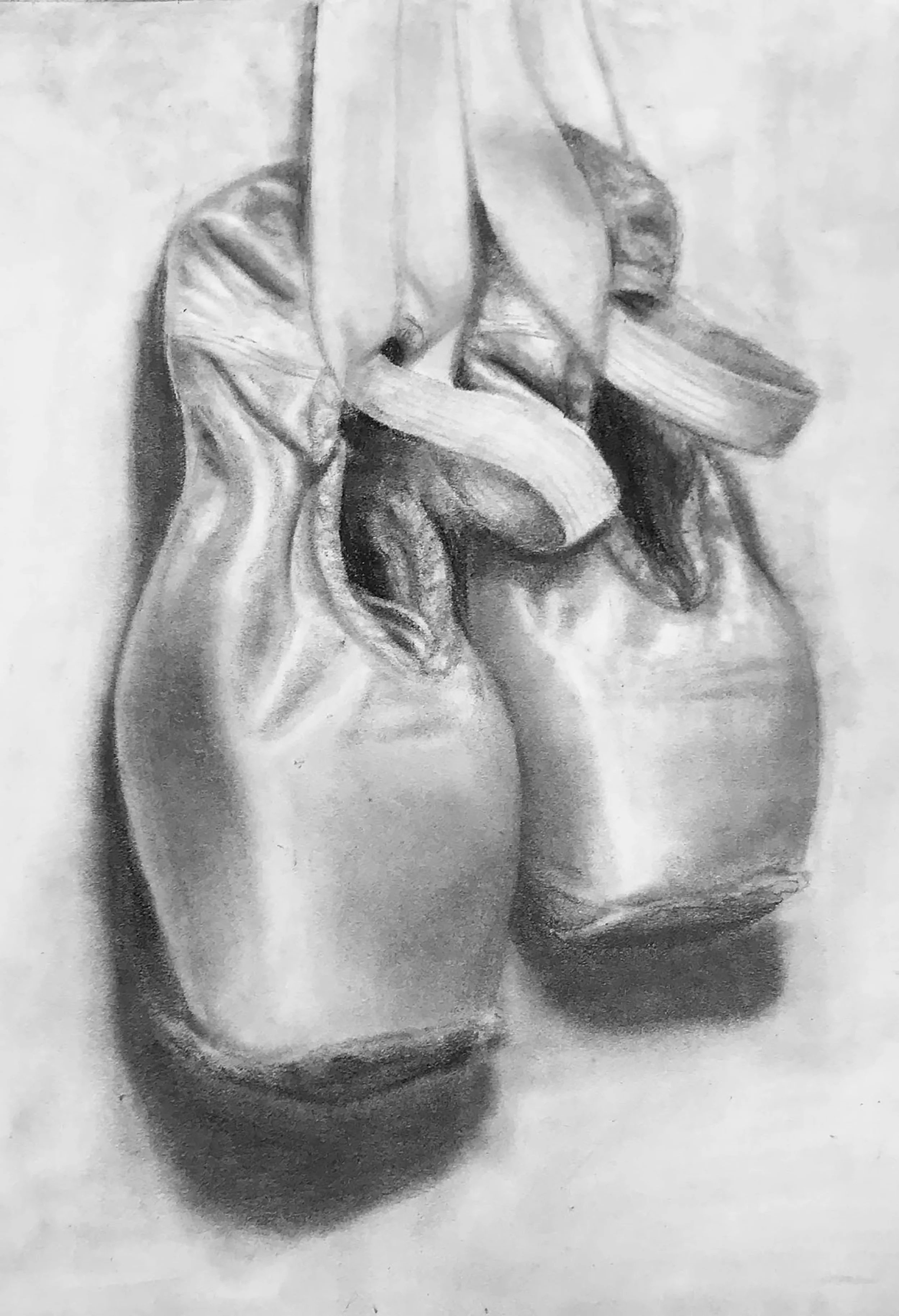 Observational Sketches & Renderings, 

"Pointe Shoes", 
Pencil still life