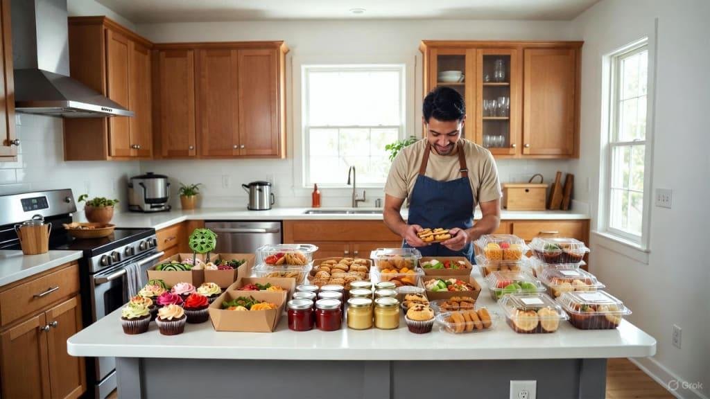 Man in a home kitchen preparing bakery goods 