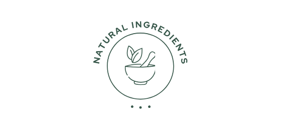 Logo with a mortar and pestle and the text 'Natural Ingredients'