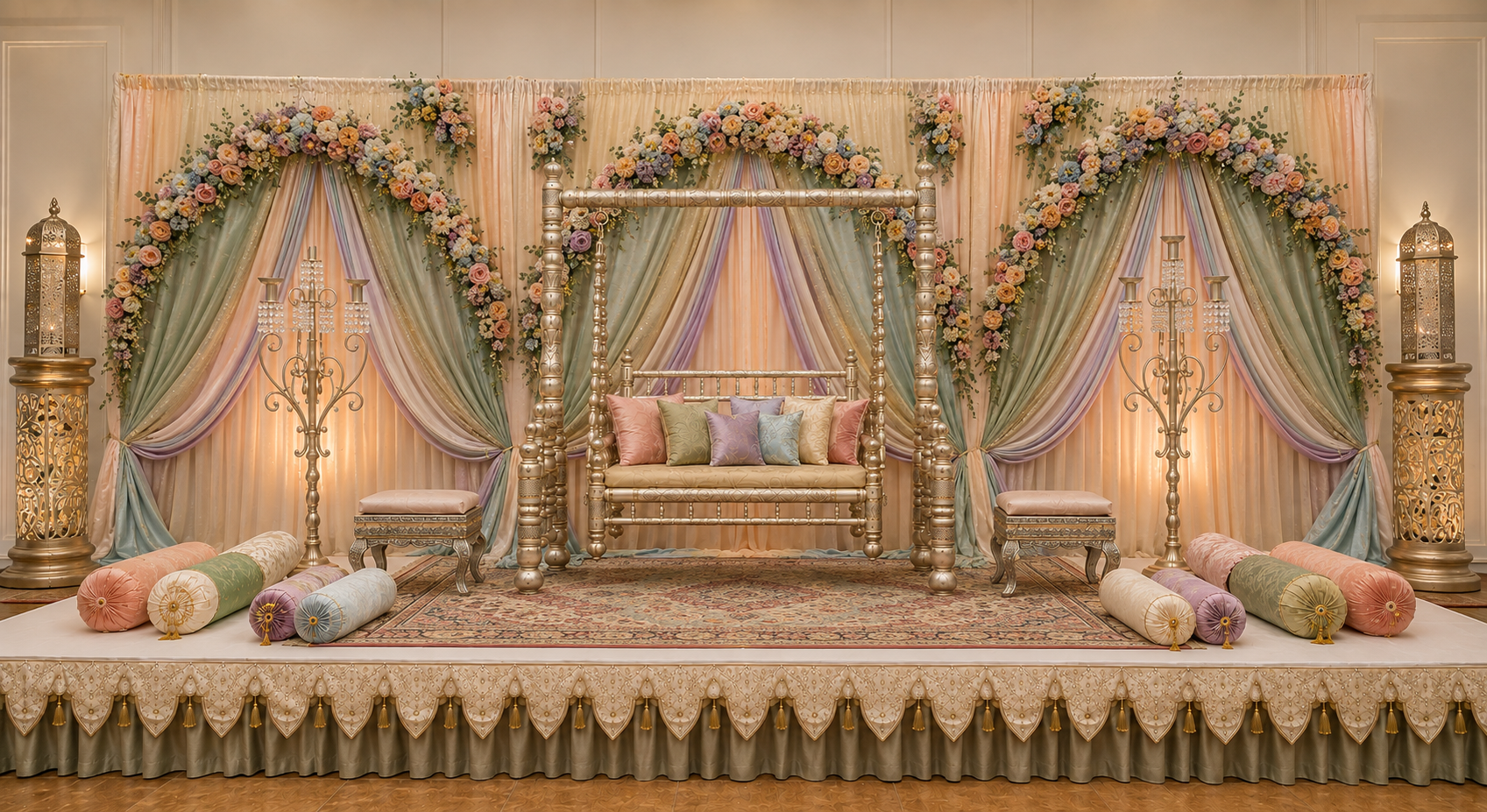 Pastel stage with swing