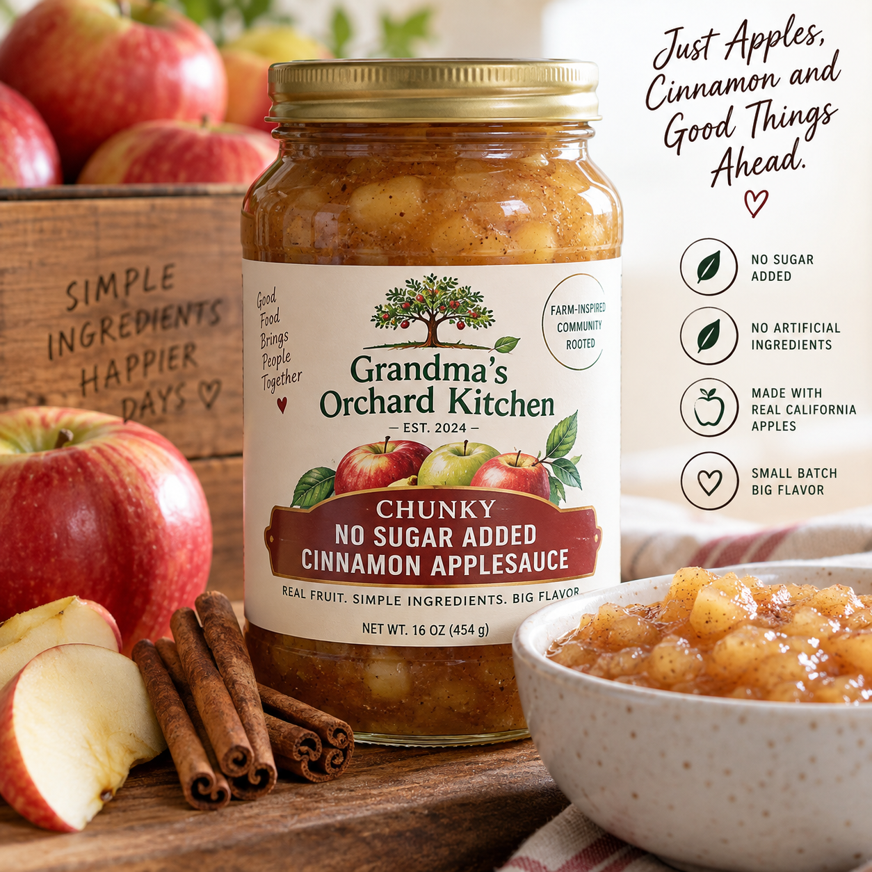 No Sugar Added Cinnamon Applesauce
