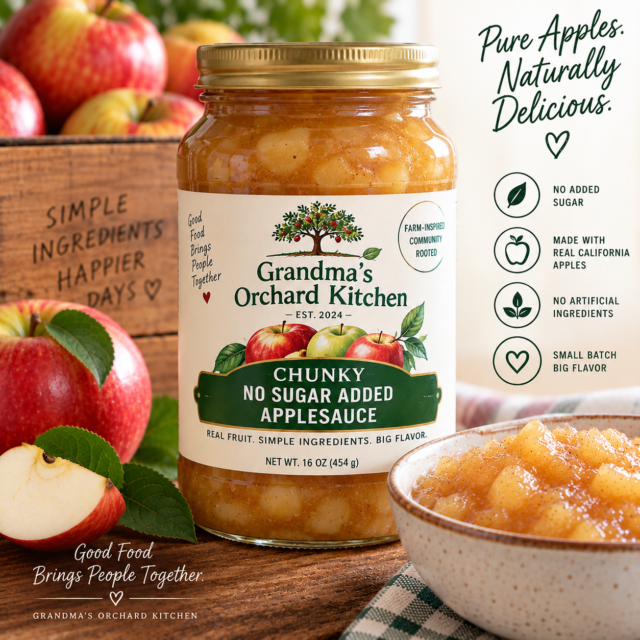 Grandma's No Sugar Added Applesauce