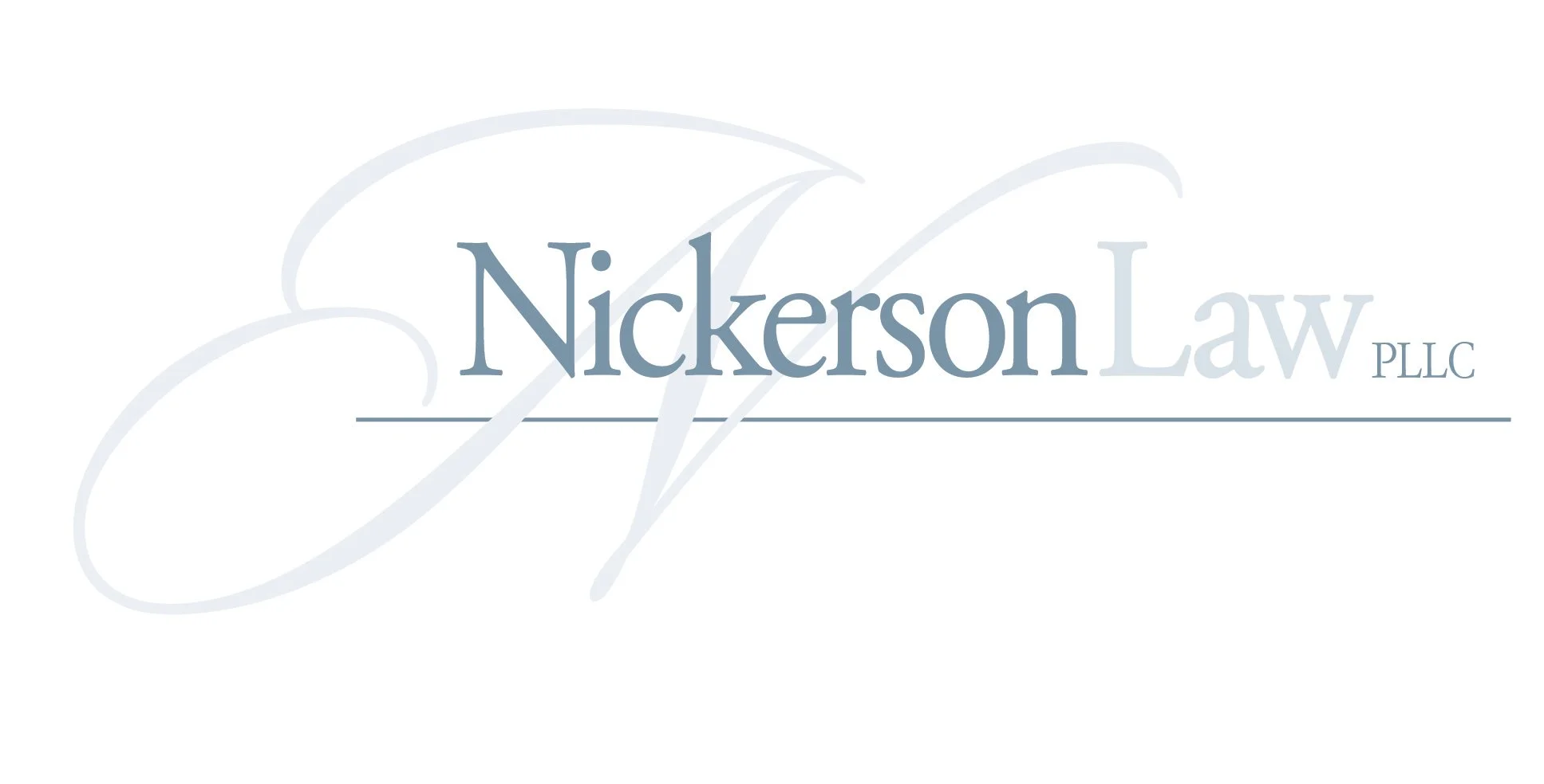 Logo of Nickerson Law PLLC in soft gray text with elegant script accents.