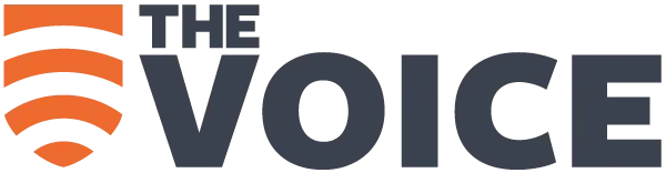 The image features a logo with the word 'Voice' in bold, gray letters, accompanied by an orange Wi-Fi symbol on the left.