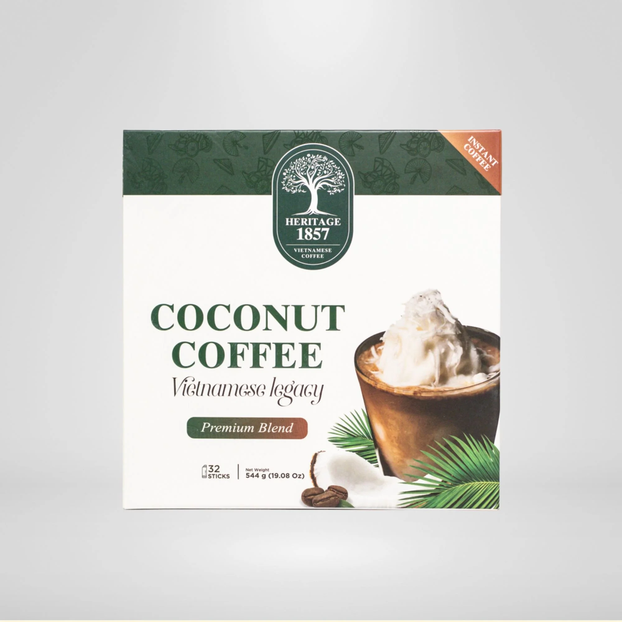 Coffee & Coconut Instant Coffee - 32 Pack Box (Single Serve)