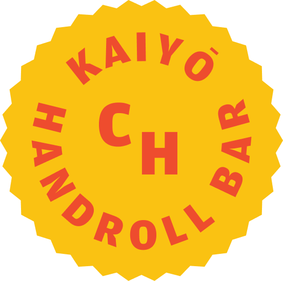 A yellow circular badge with scalloped edges displaying the text 'Kaiyi Handroll Bar' in red, with the letters 'C H' in the center.