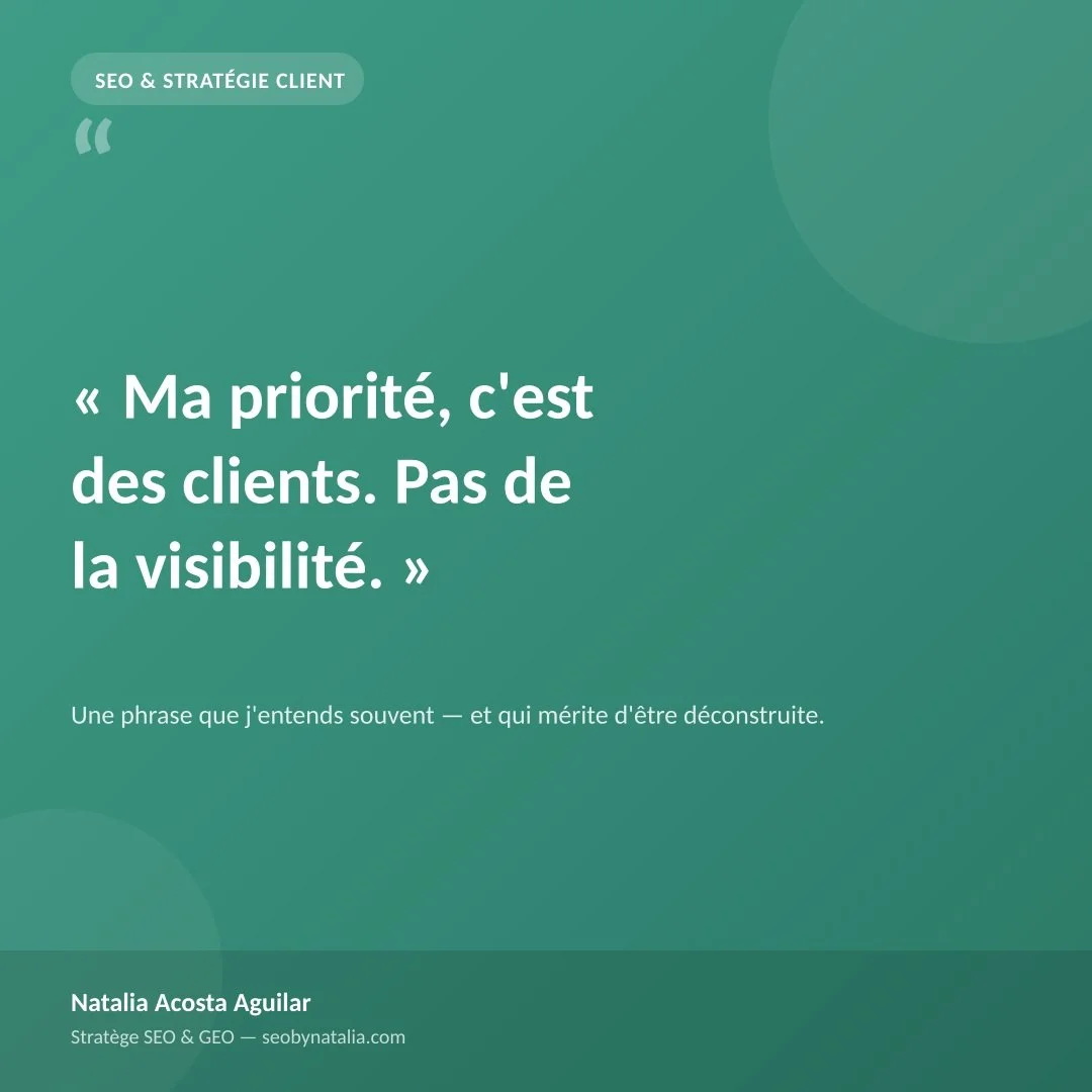 Quand un client dit : &laquo; Ma priorit&eacute;, c'est des clients, pas de la visibilit&eacute; &raquo;

J'entends souvent cette phrase en d&eacute;but de mandat : &laquo; La visibilit&eacute;, ce n'est pas ma priorit&eacute;. Ce que je veux, ce son