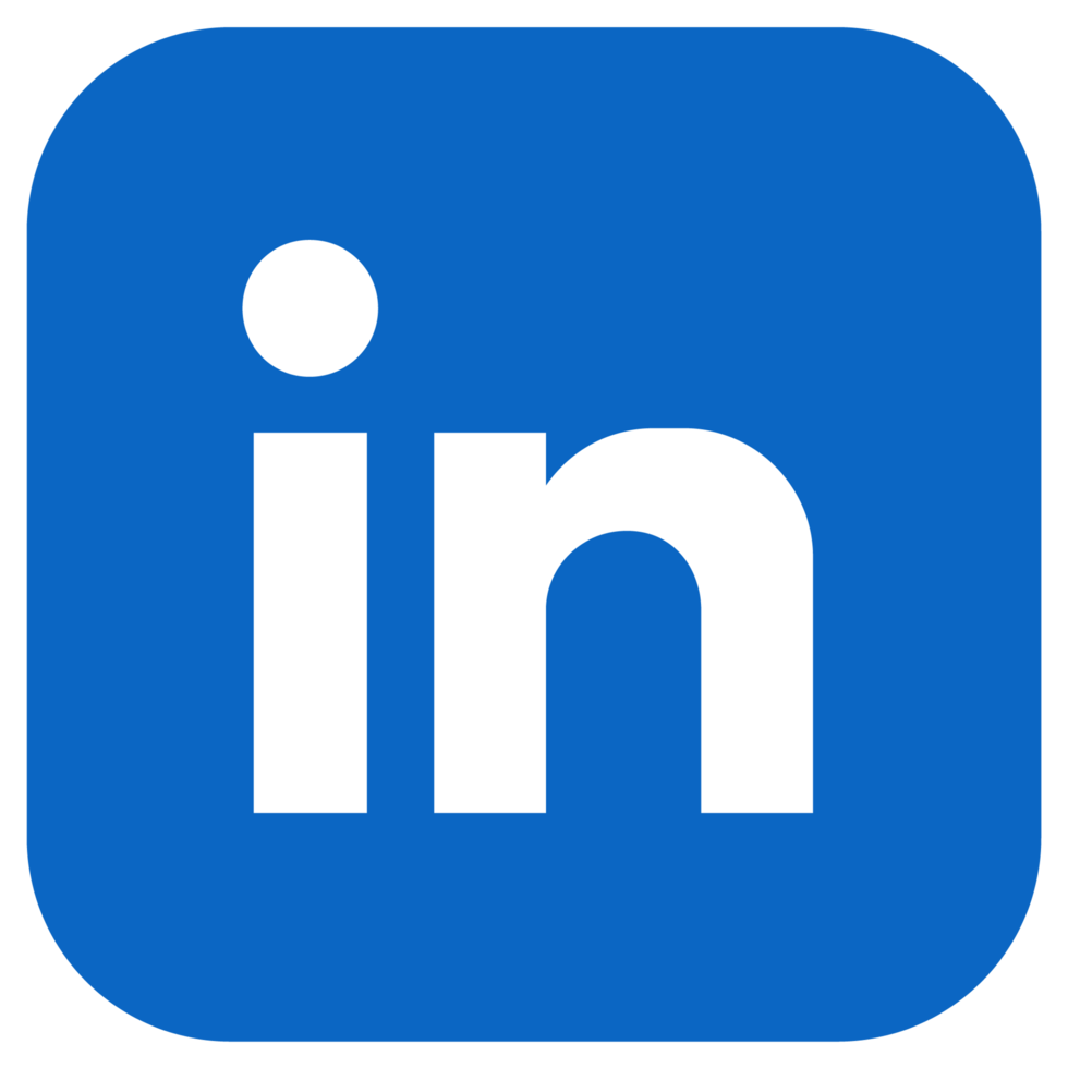 LinkedIn logo with white 'in' on a blue square background with rounded corners.