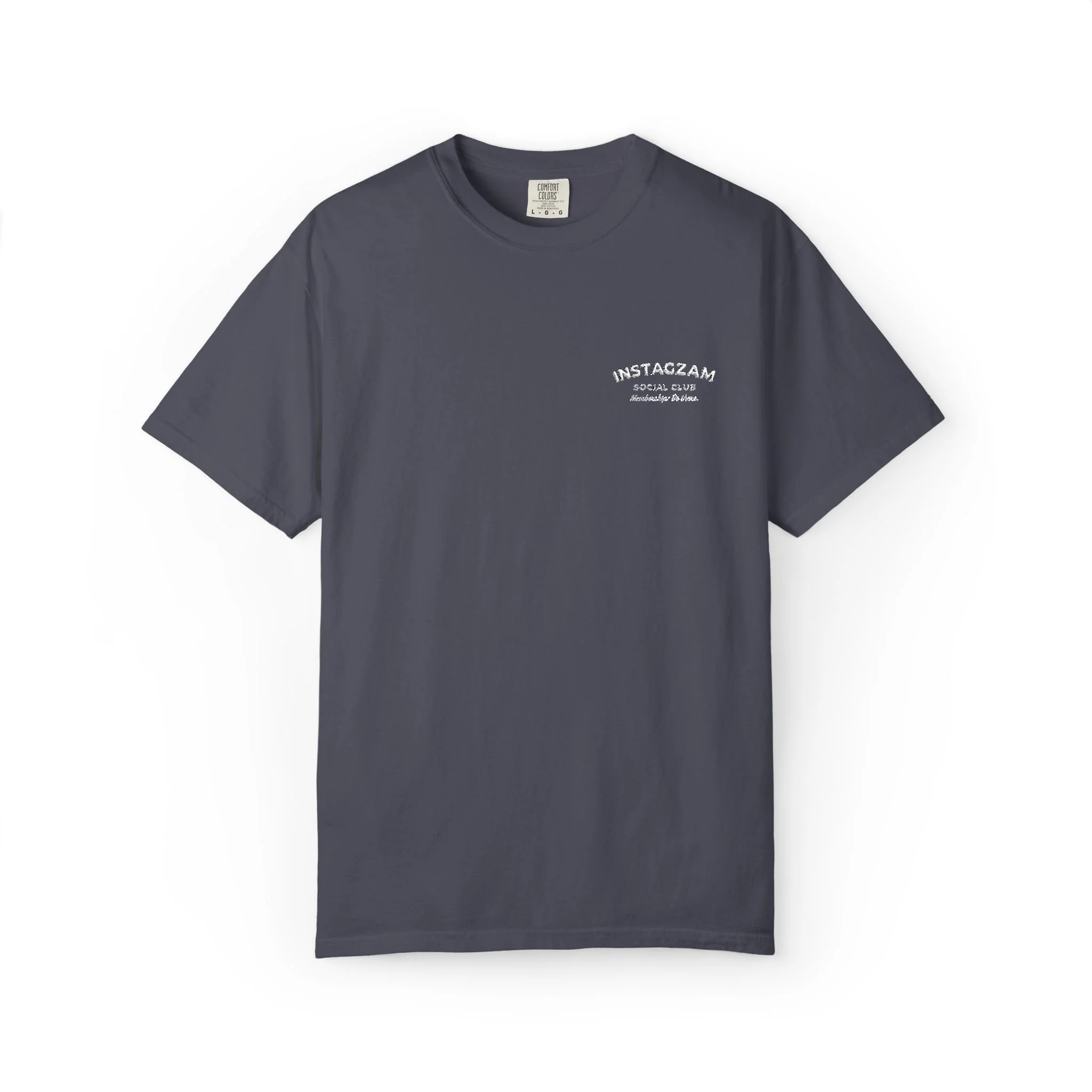 Vintage INSTAGZAM Social Club Dark T-Shirt | Minimal White Chest Embroidery
