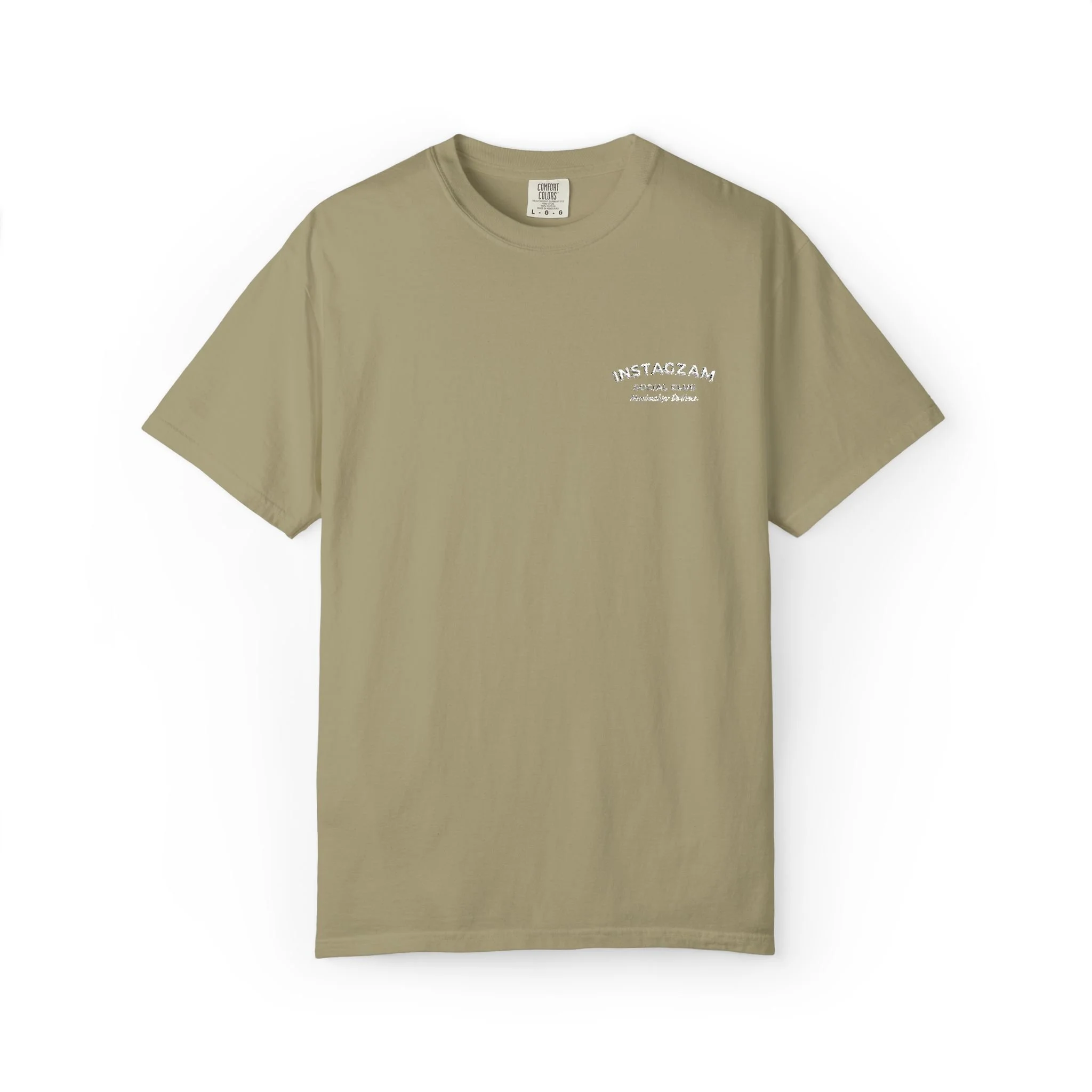 Vintage INSTAGZAM Social Club Dark T-Shirt | Minimal White Chest Embroidery