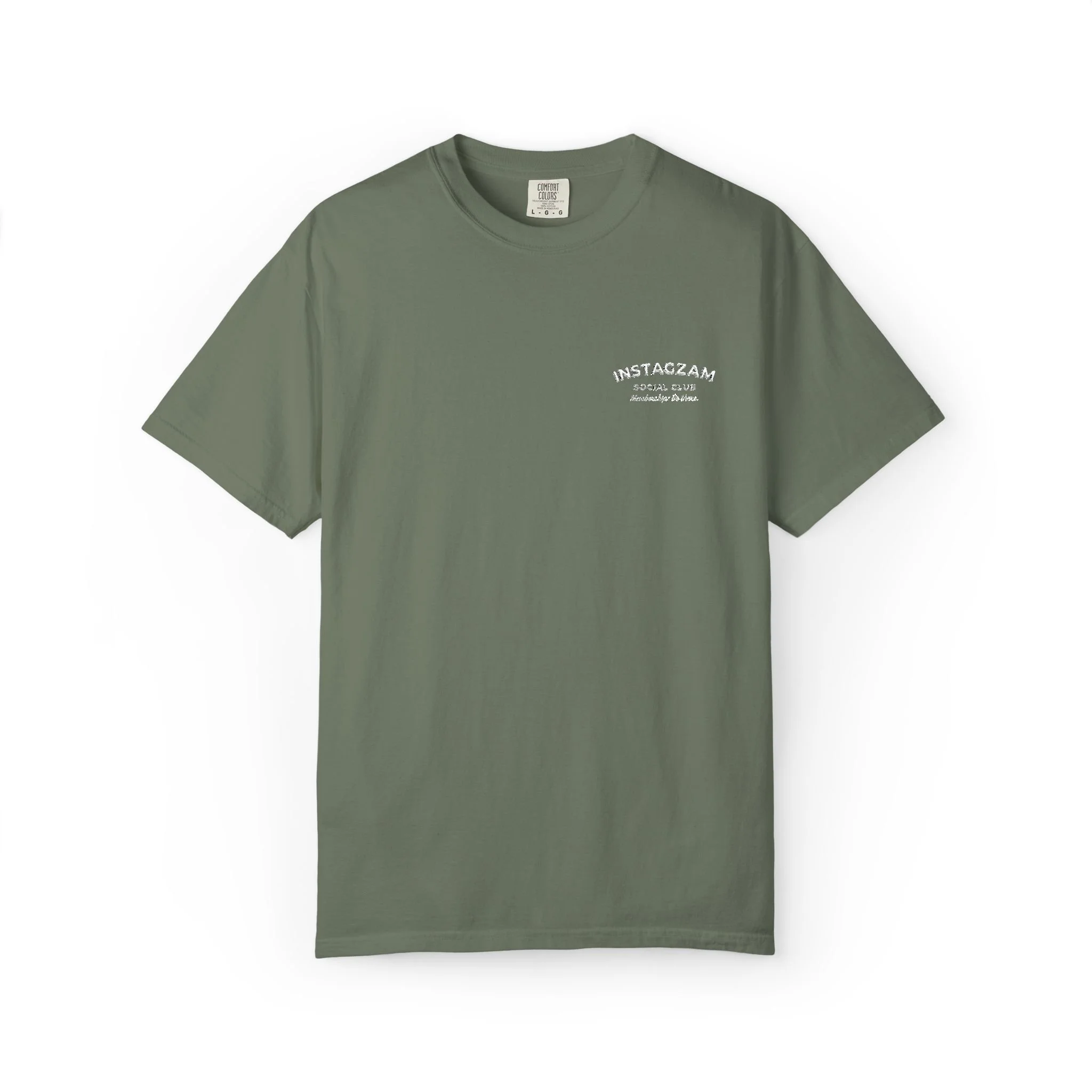 Vintage INSTAGZAM Social Club Dark T-Shirt | Minimal White Chest Embroidery