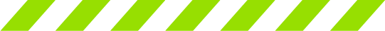 The image shows a black background with diagonal yellow and black caution stripes at the top and bottom.