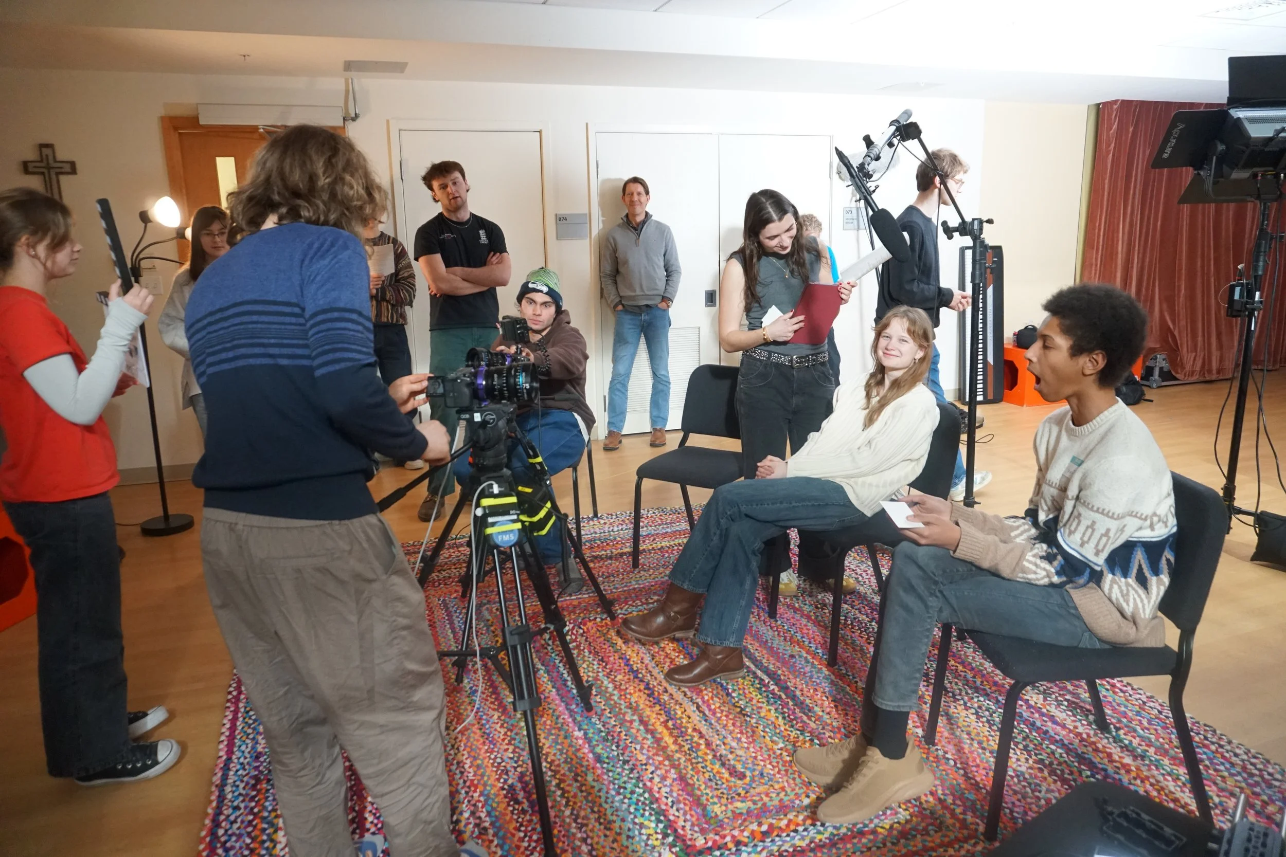 My partner sitting while my 1st Camera Operator, Eran Avni-Singer, was framing the shot.
