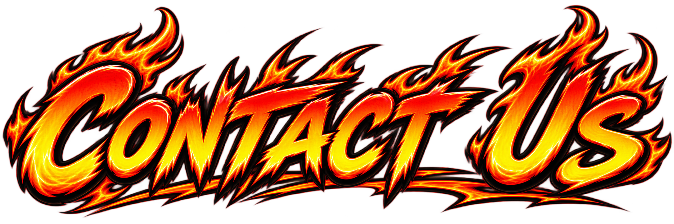 Text reading 'Contactus' in fiery, flame-like design with a black background.