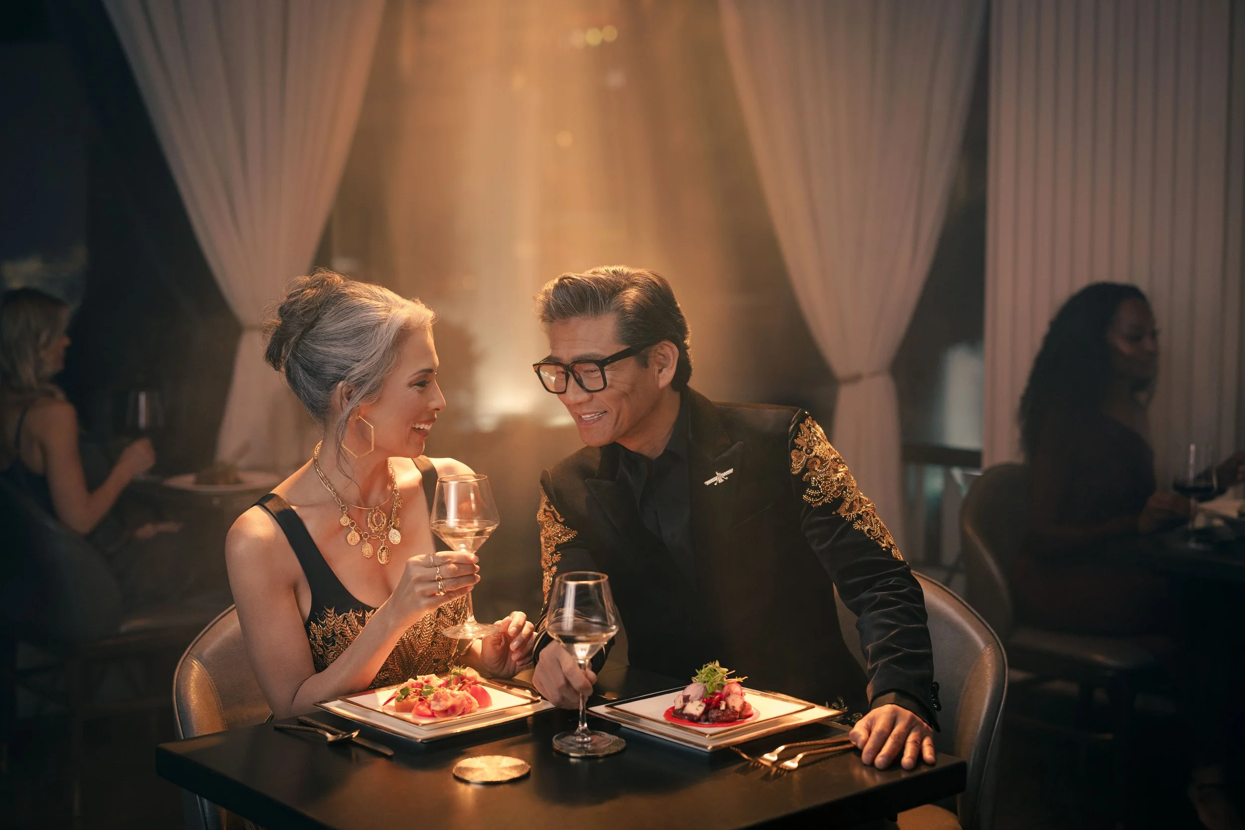 A couple dining at Hell's Kitchen restaurant