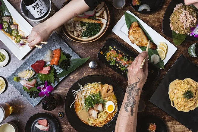 Izakaya Go Las Vegas, Desert Companion magazine, Japanese restaurant food photography, overhead food photography, magazine food spread, Las Vegas food photographer editorial