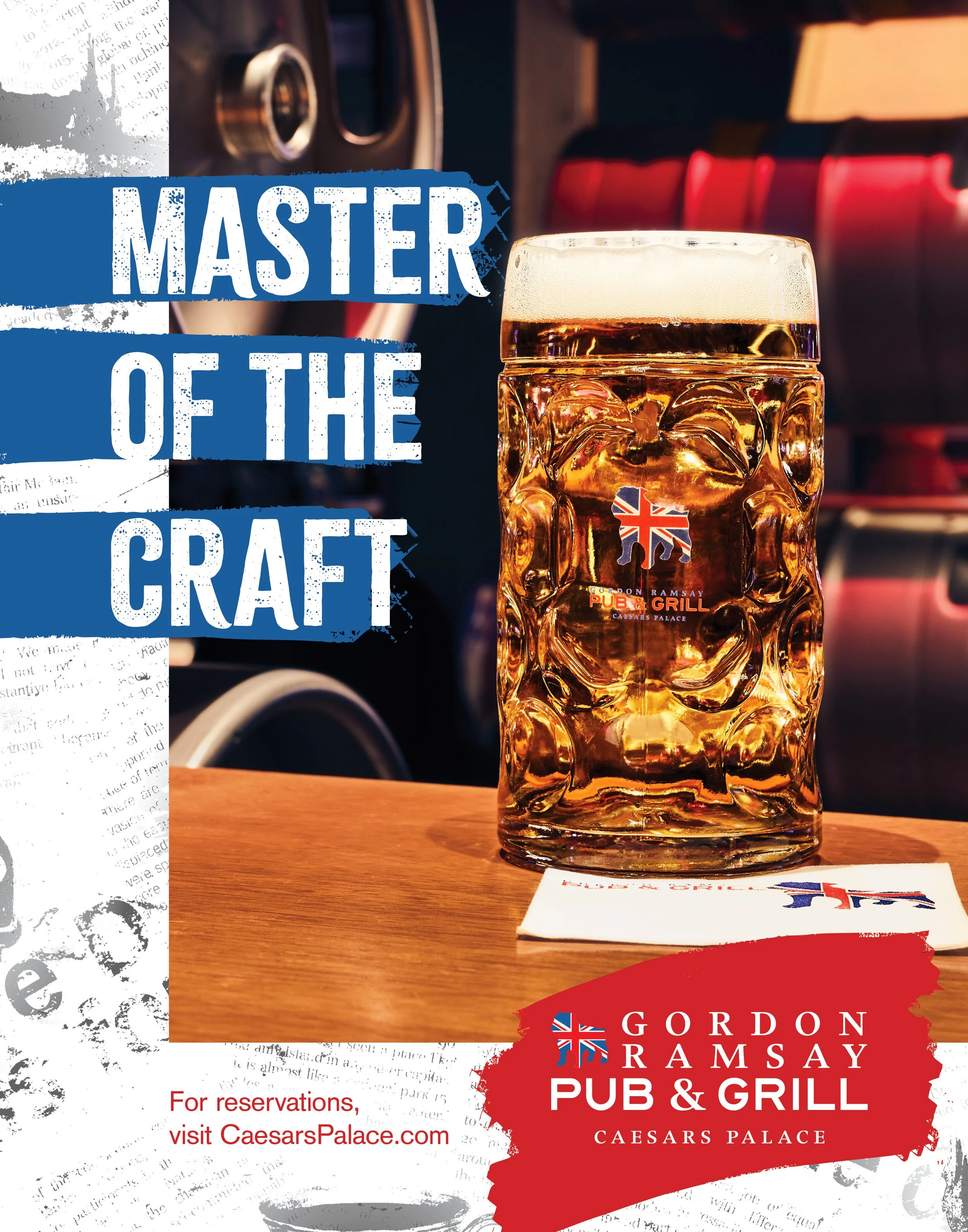 Beer stein on table at Gordon Ramsay Pub & Grill