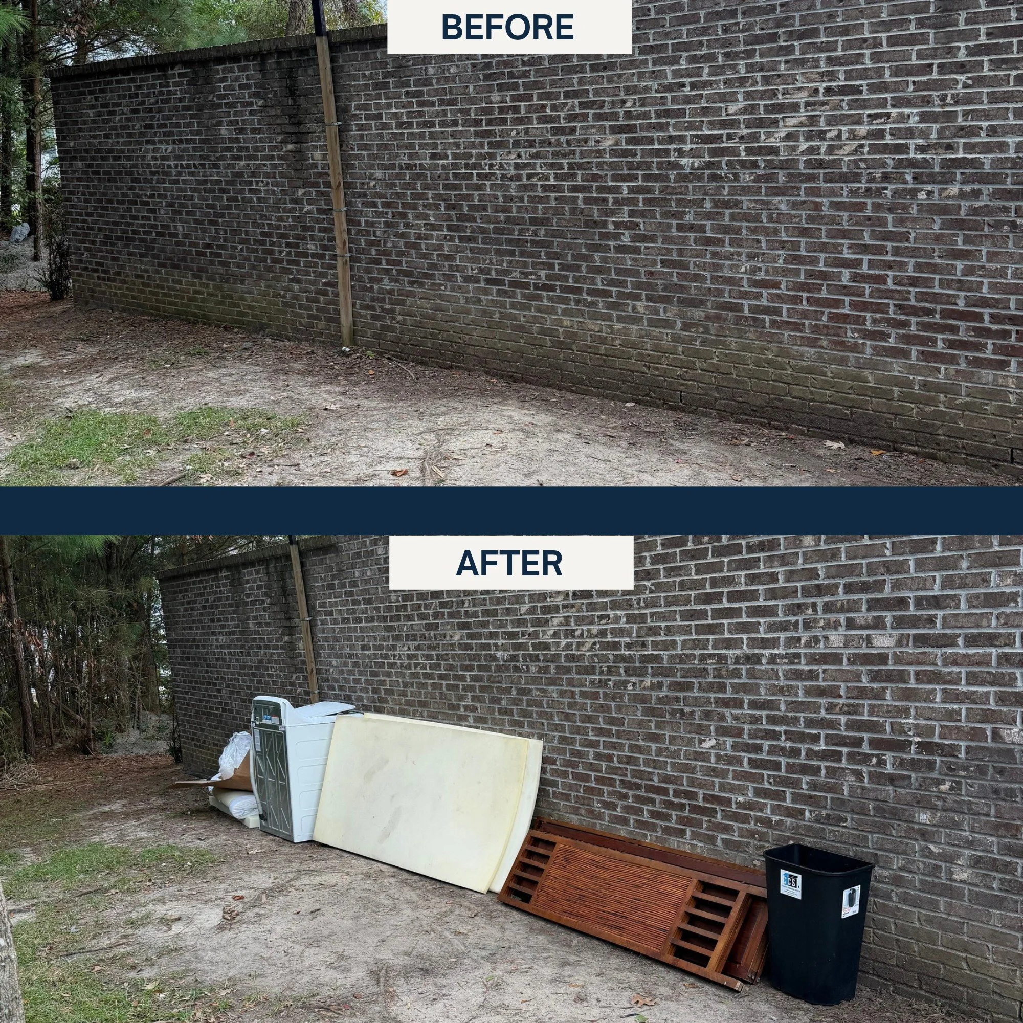 Biweekly bulk trash pickup at a Charleston, SC apartment complex by Backwater Junk Removal, providing reliable junk hauling for multifamily properties.