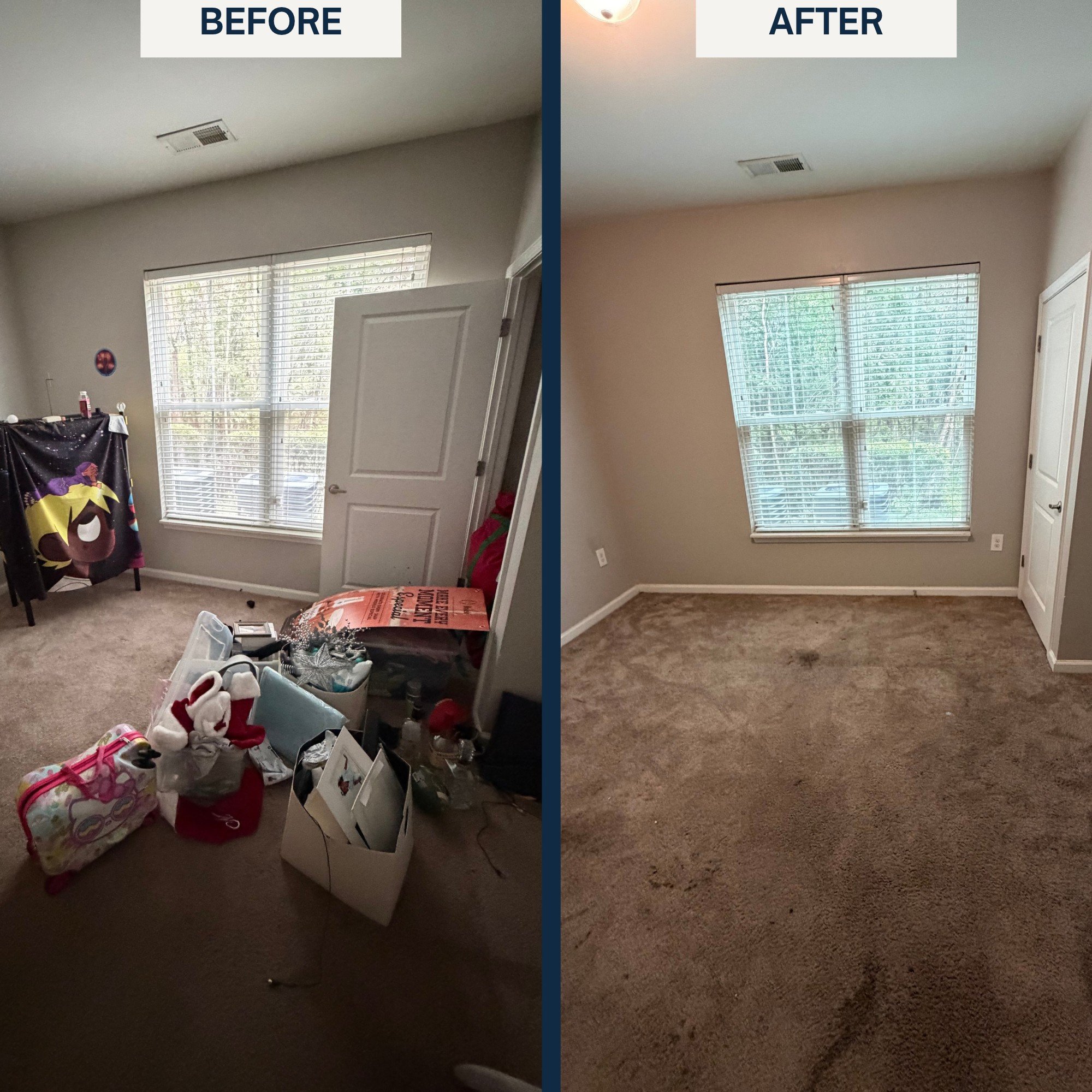 Apartment turnover cleanout by Backwater Junk Removal, removing unwanted belongings left behind by tenants for a local property management company.