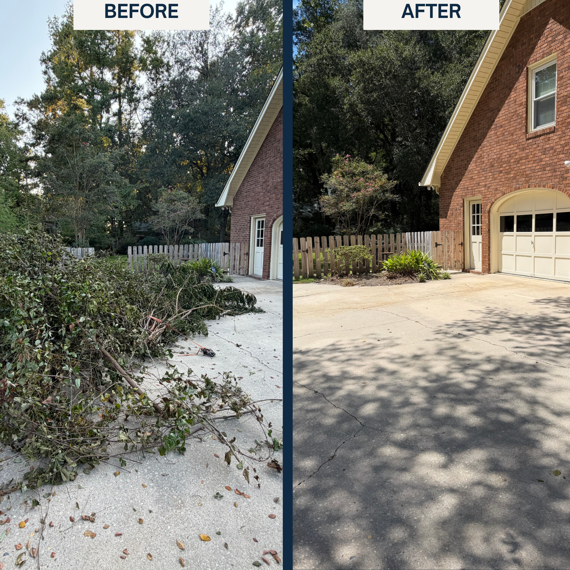 Yard debris removal from a home in Summerville, SC.