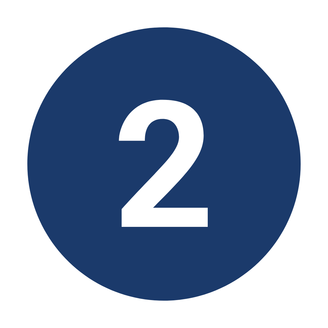 A blue circular sign with the number 2 in black, indicating lane two or position two.