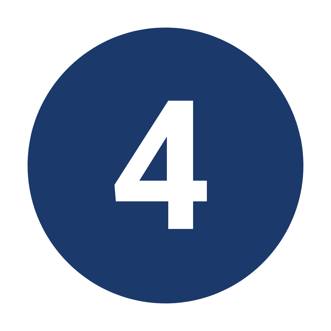Number 4 on a blue circle background, resembling a speed limit or score indicator.