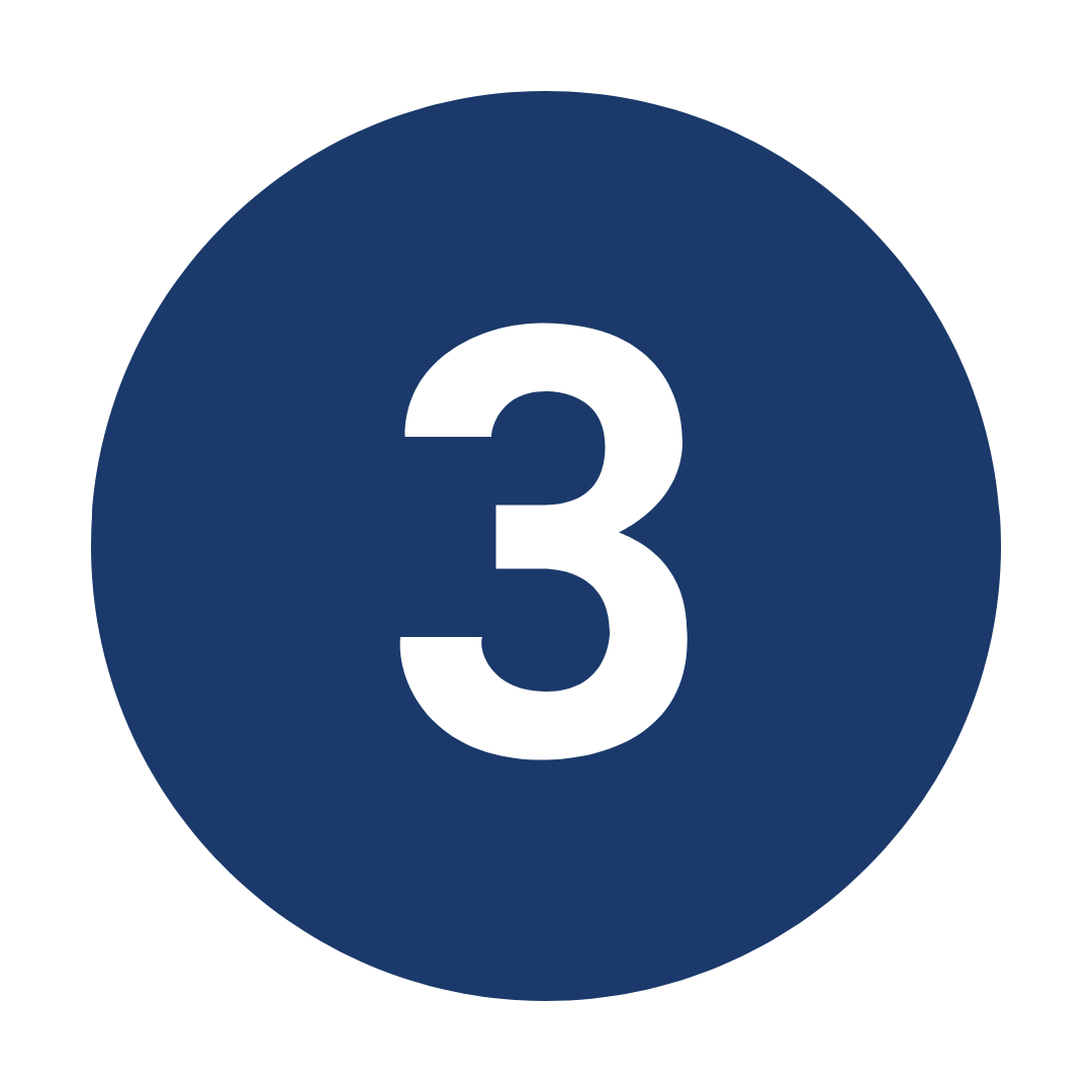 Number three in a bold black font inside a dark blue circle.