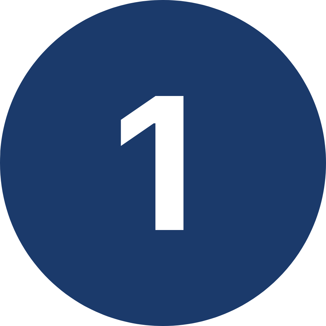 Blue circular icon with the number 1 in black in the center.