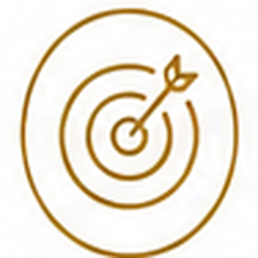 A stylized illustration of a bullseye target with an arrow hitting the center.