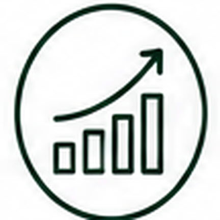 Line graph with upward trend inside an oval outline