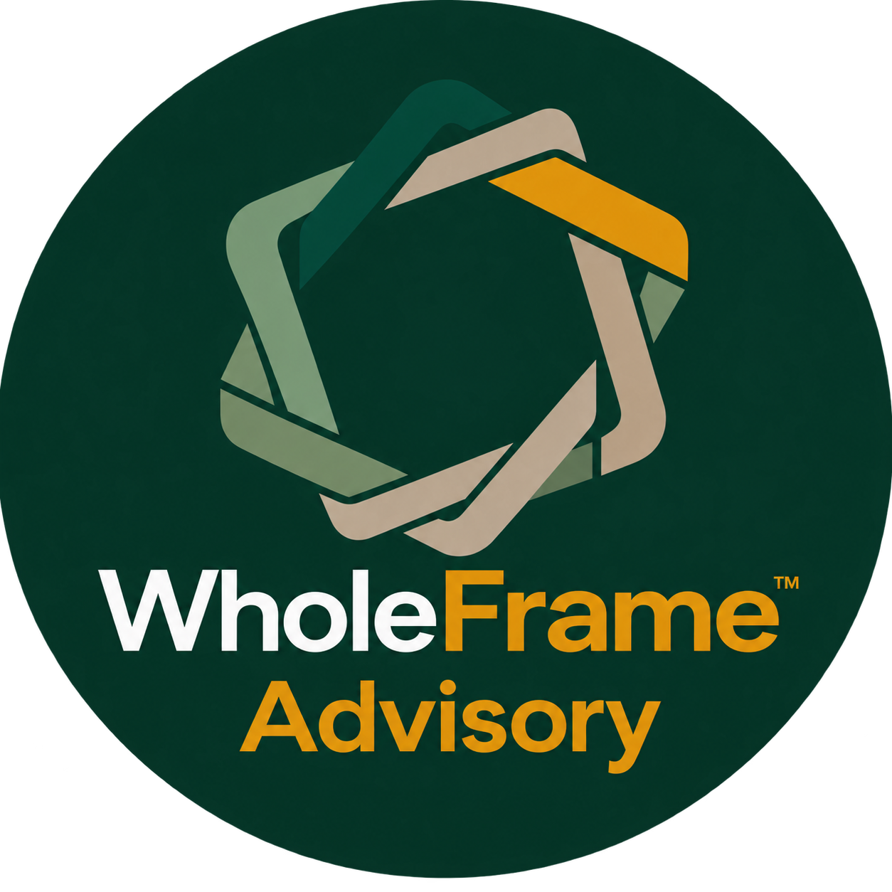WholeFrame Advisory logo featuring interlocking hexagons and the text 'WholeFrame Advisory'.
